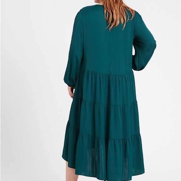 Banana Republic Satin Tiered Midi Dress Black size Large tall - Picture 2 of 4